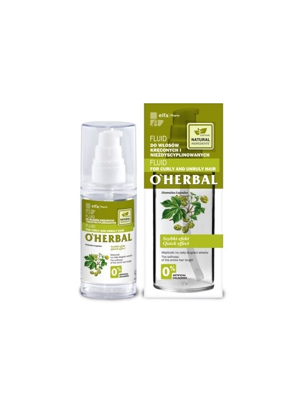 O'Herbal Fluid do włosów kręconych i niezdyscyplinowanych z ekstraktem z chmielu 50 ml