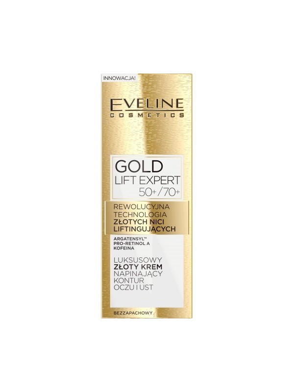 Eveline Gold Lift Expert Luksusowy krem napinający z 24K złotem kontur oczu i powiek 50+/70+ 1 5ml