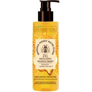 Bielenda MANUKA HONEY NUTRI ELIXIR Заспокійливий і зволожуючий міцелярний гель для вмивання обличчя 200 г