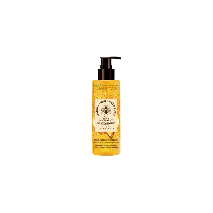 Bielenda MANUKA HONEY NUTRI ELIXIR Заспокійливий і зволожуючий міцелярний гель для вмивання обличчя 200 г