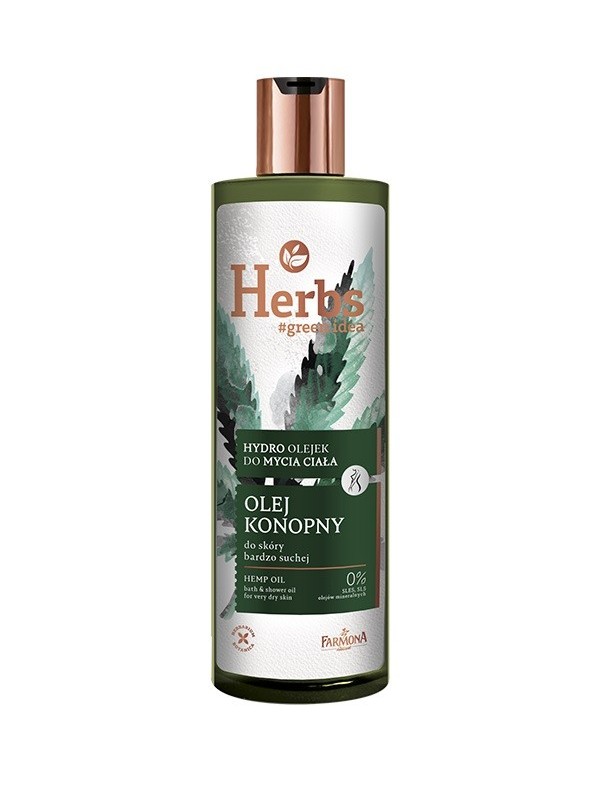 Farmona Herbs Hydro Olejek do mycia ciała Olej Konopny do skóry bardzo suchej 400 ml