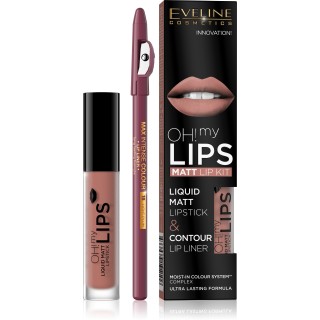 Рідка помада Eveline OH My Lips Matte 5 мл + набір олівців /08/ Lovely Rose