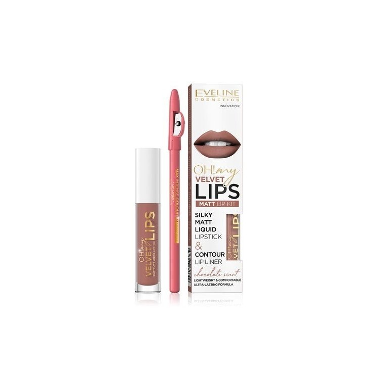 Рідка помада Eveline OH My Lips Matte 4,5 мл + набір олівців для губ /11/ Cookie Milkshake