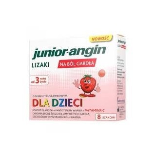 Junior-angin sore throat lollipops for children with strawberry flavor from 3 years of age 8 lollipops