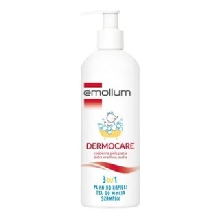 Emolium Dermocare 3in1 Рідина для ванн, Гель для вмивання, Дитячий шампунь для волосся 400 мл