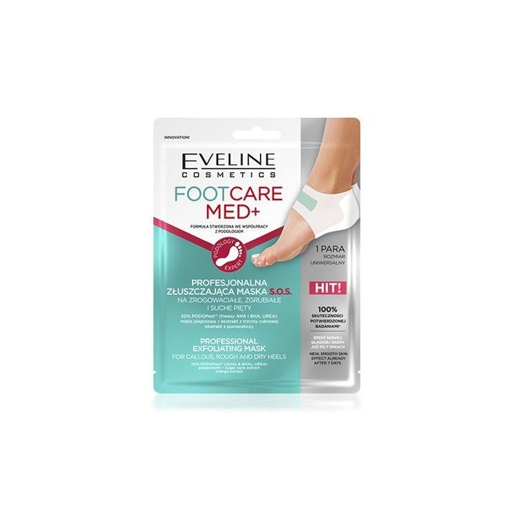 Eveline Footcare Med+ Professional exfoliating SOS Mask for calloused, thickened and dry heels 1 pair