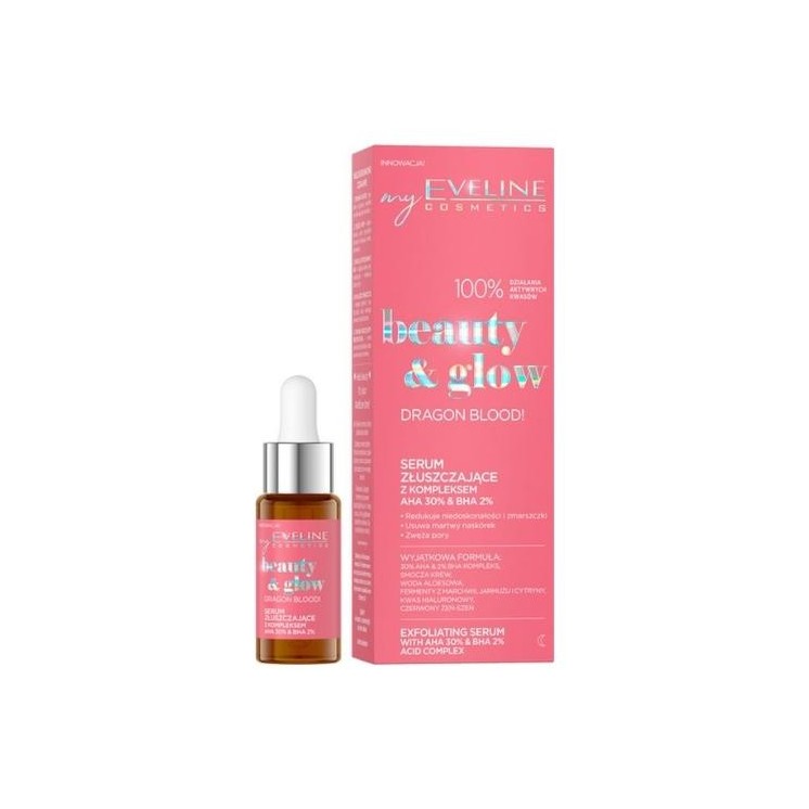 Eveline Beauty & Glow Dragon Blood! Відлущувальна сироватка з комплексом AHA 30% та BHA 2% 18 мл