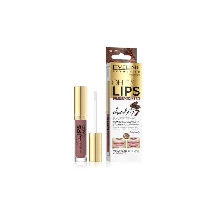Блиск для губ Eveline OH! MY LIPS Lip для збільшення об'єму з гіалуроновою кислотою, шоколадний, 4.5 5 ml