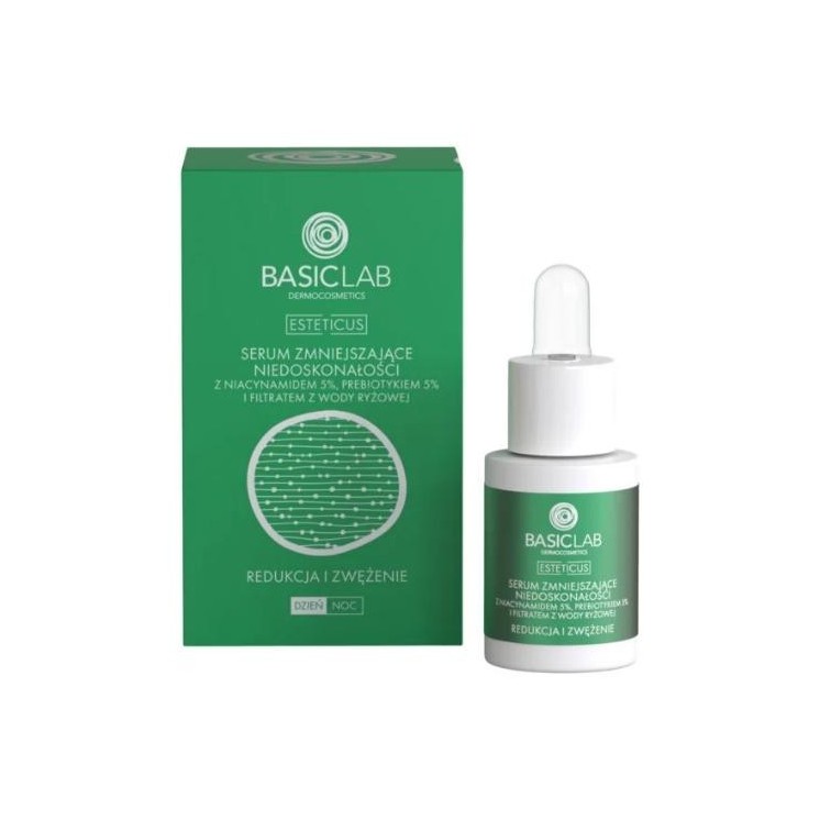 BasicLab Esteticus Serum dat imperfecties vermindert met Niacinamide 5 % Vermindering en Aanscherping 15 ml