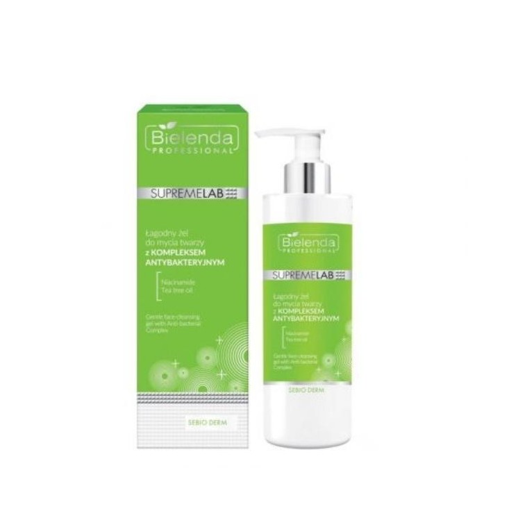 Gel nettoyant visage doux Bielenda Professional SUPREMELAB Sebio Derm avec complexe antibactérien