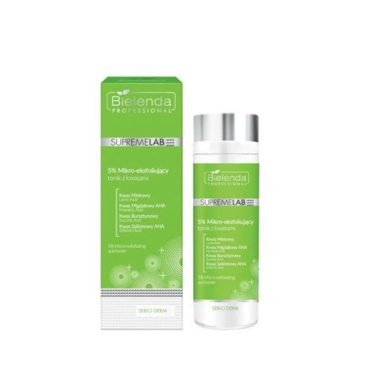 Тонік для обличчя Bielenda SUPREMELAB Sebio Derm з 5 % мікровідлущувальними кислотами
