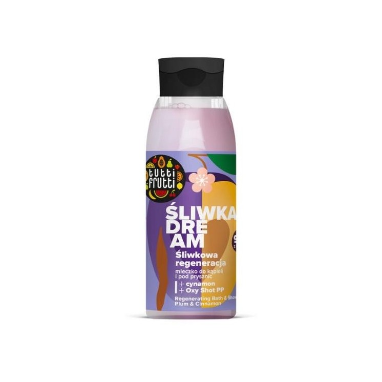 Farmona Tutti Frutti Plum Dream regenererende bad- en douchemelk Pruim en Kaneel + Oxy Shot PP 400 ml