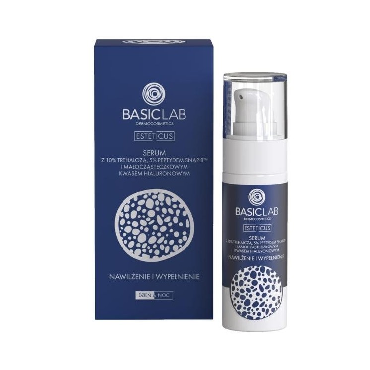 Serum для обличчя BasicLab Esteticus з 10% трегалози та 5 % пептидів зволожує та наповнює 30 мл