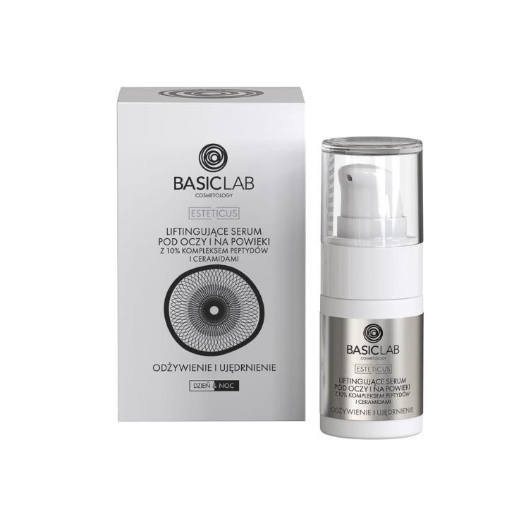BasicLab Esteticus Lifting Eye and Eyelid Serum with 10% Peptides Complex and Ceramides nourishing and firming 15 ml