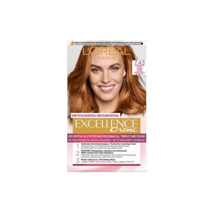 L'oreal Excellence Creme Hair dye /7.43/ Blond Copper-golden