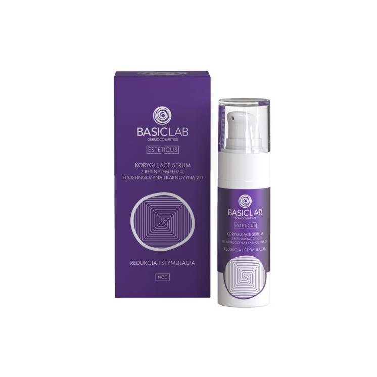 Коригуюча Serum BasicLab Esteticus з ретиналем 0,07%, фітофсінгозином і карнозином 2,0 30 мл