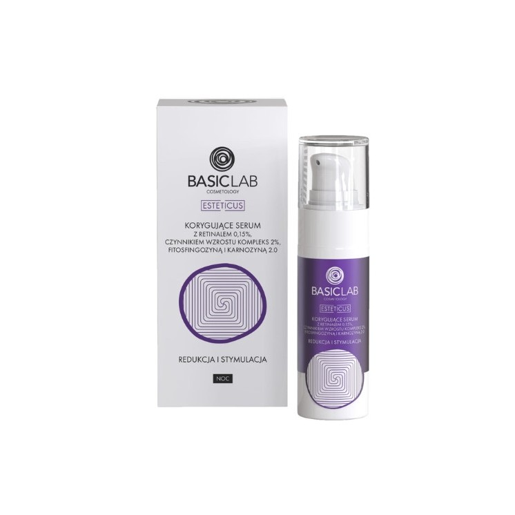 Коригуюча Serum BasicLab Esteticus з ретиналем 0,15%, фактором росту Компекс 2%, фітосфінгозином і карнозином 2,0 30 мл