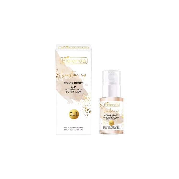 Bielenda Boost Me Up Color Drops Освітлююча основа для тонального крему 3в1 Тональний бустер, BB крем, Консилер 15 мл