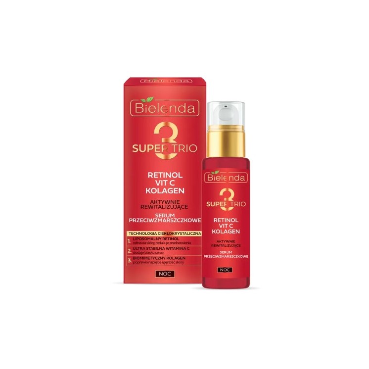 Bielenda Super Trio Retinol + Vit C + Collagen активно відновлююча нічна Serum проти зморшок 30 мл