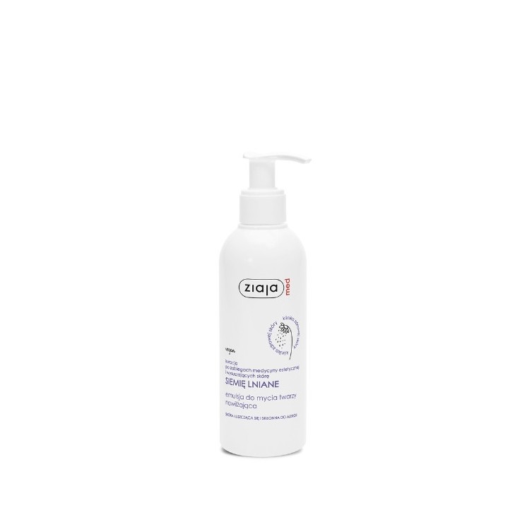 Ziaja Med Émulsion nettoyante hydratante pour le visage aux graines de lin 190 ml