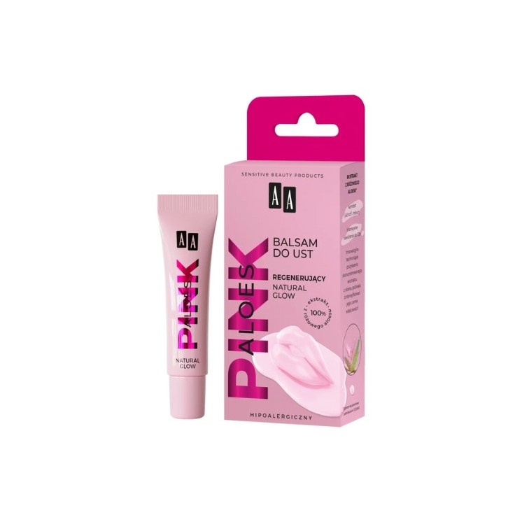 AA Aloes Pink відновлюючий бальзам для губ Natural Glow 10 г