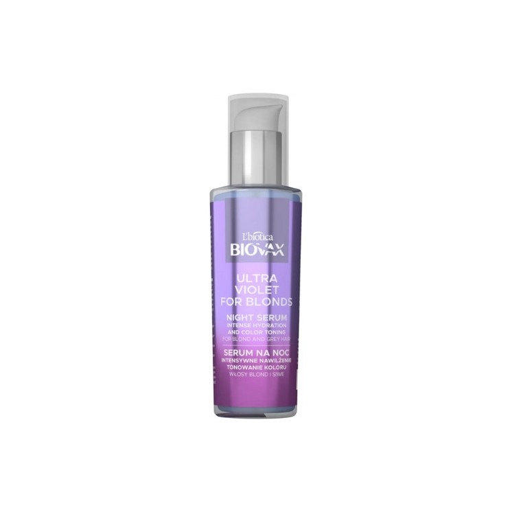 Biovax Ultra Violet інтенсивно регулююча нічна Serum для blond і сивого волосся 100 мл
