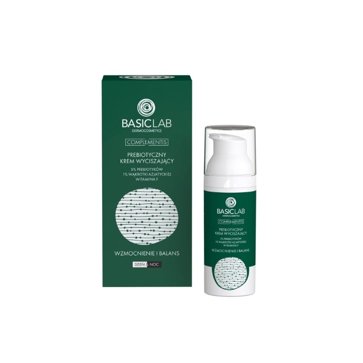 BasicLab Complementis Prebiotic Calming Face Cream 5 % пребіотиків, 1% центелли азіатської та вітамін F 50 мл