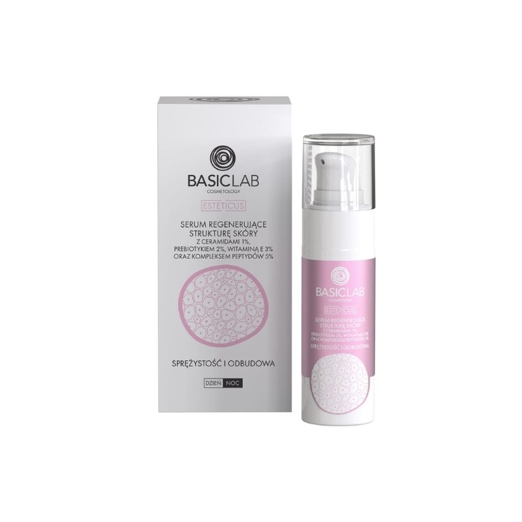 BasicLab Esteticus Serum для обличчя, що відновлює структуру шкіри з керамідами 1% і пептидним комплексом 5 % 30 мл