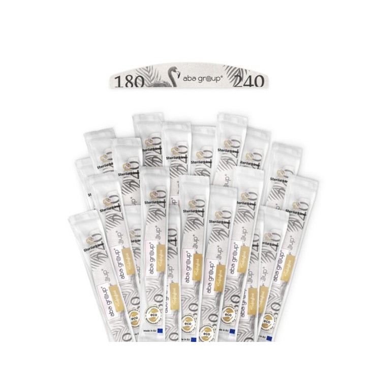 Aba Group Sterile Line Nail file crescent Slim Flaming 180/240 25 pieces