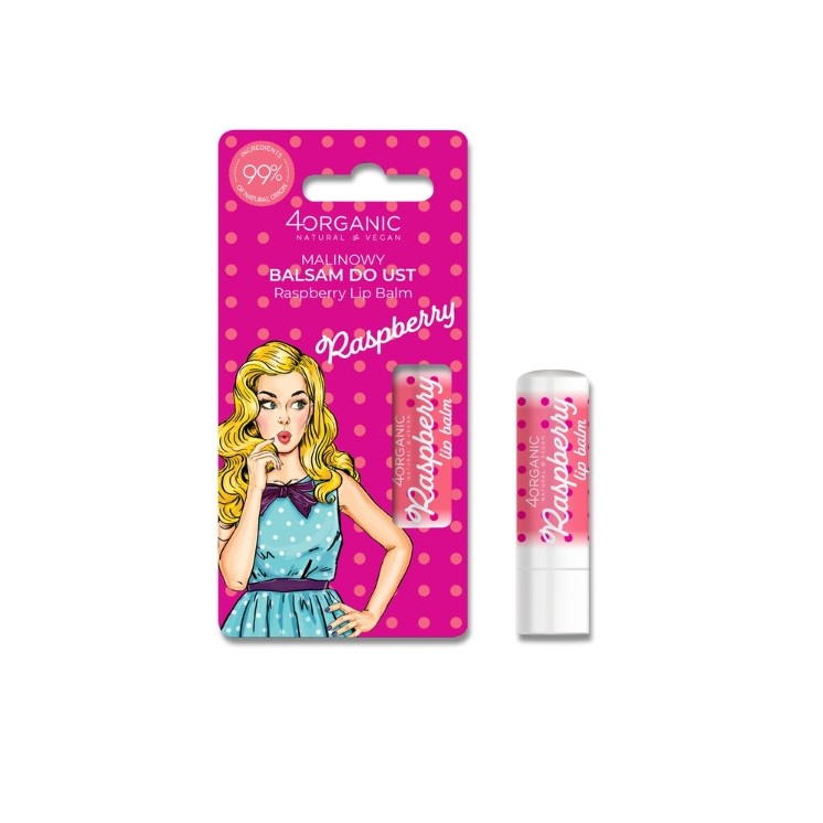 4Organic Pin-up Girl натуральний Raspberry бальзам для губ 5 г