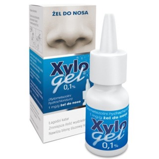 Xylogel 0 1% nasal gel in a bottle with a 10 ml dispenser