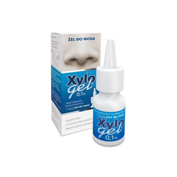 Xylogel 0 1% nasal gel in a bottle with a 10 ml dispenser