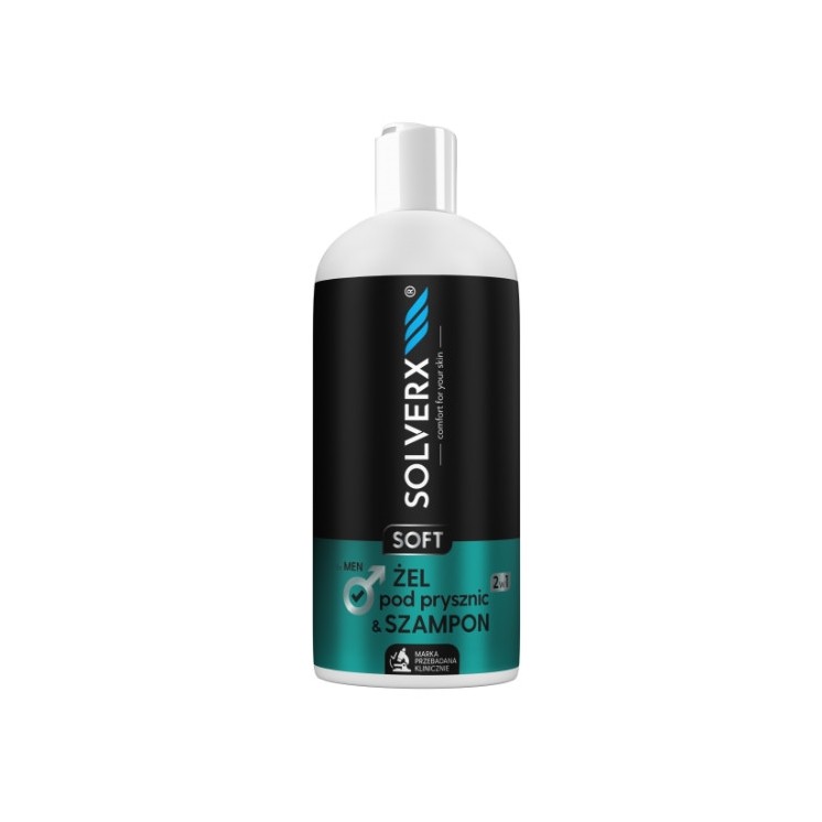 Solverx for Men Soft 2in1 Gel & Shampoo voor mannen voor de gevoelige huid 400 ml