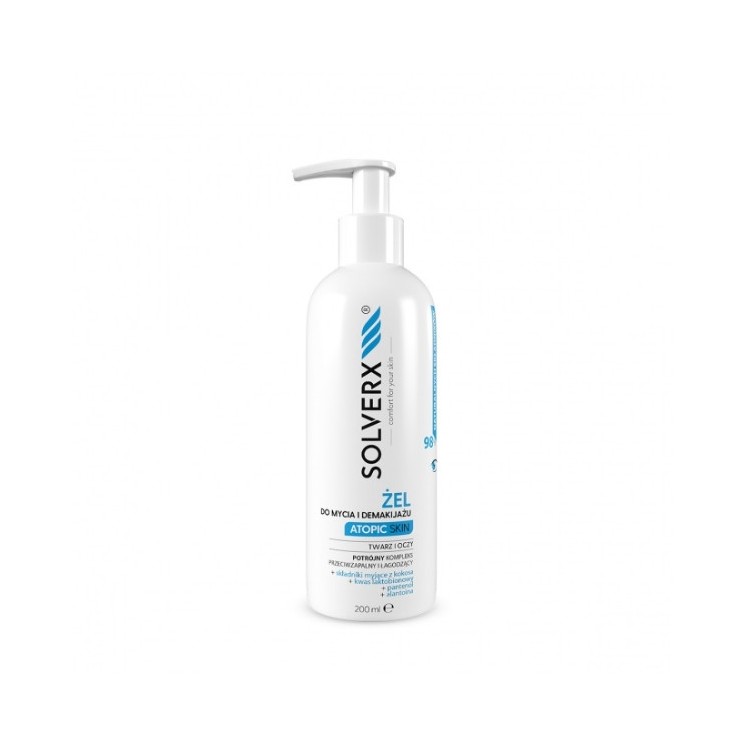 Solverx Atopic Skin Was- en make-upverwijderende gel voor atopische huid 200 ml