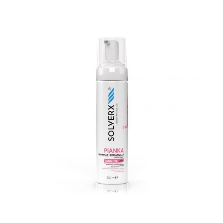 Пінка для очищення обличчя та зняття макіяжу Solverx Sensitive Skin 200 мл