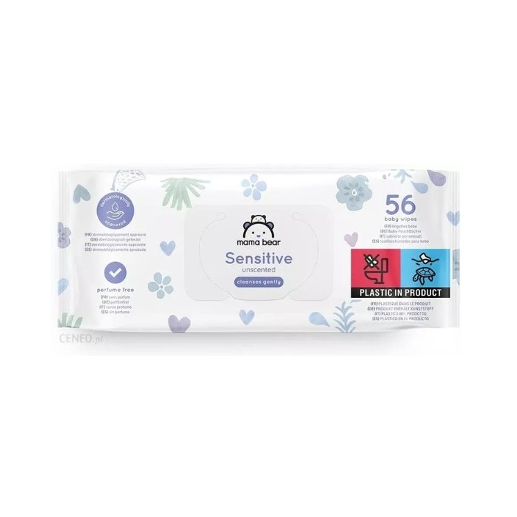 Серветки вологі Mama Bear Sensitive Baby 56 шт