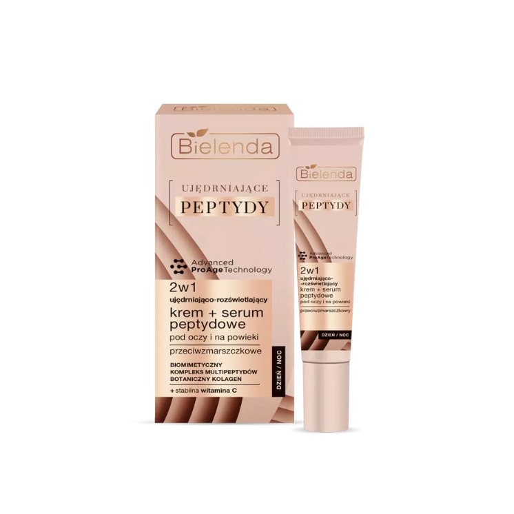 Bielenda Ujędrniające Peptydy Oog- en ooglidcrème - serum 2in1 verstevigend en verhelderend 15 ml