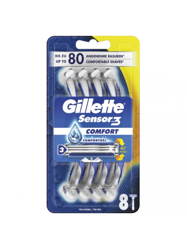 Gillette Sensor3 Comfort Maszynki do golenia z trzema ostrzami 8 sztuk