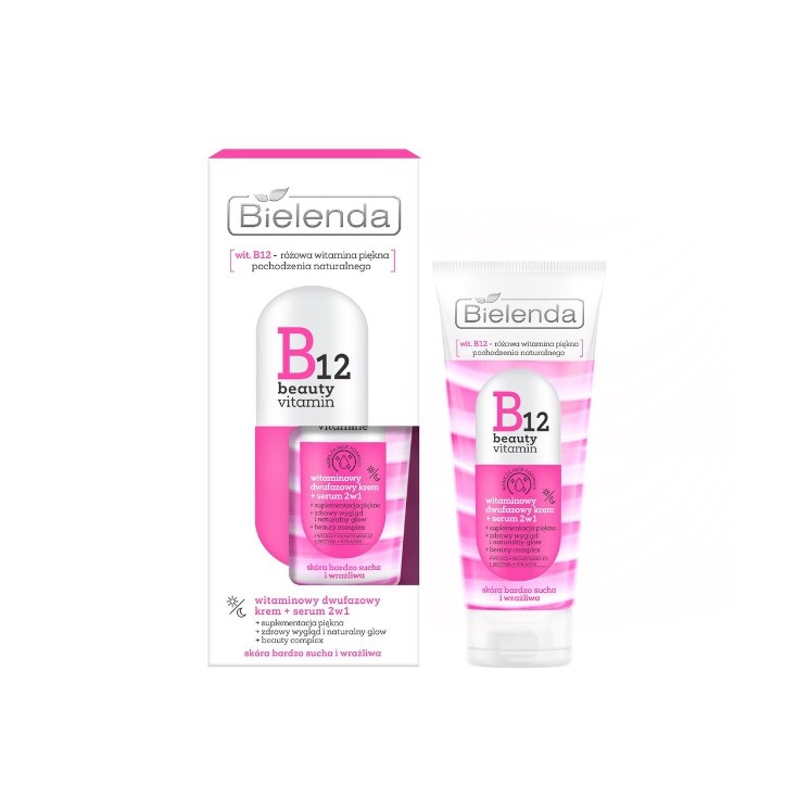 Bielenda B12 Beauty Vitamin 2-phase, вітамінний крем + serum для обличчя 2в1 день/ніч 45 г