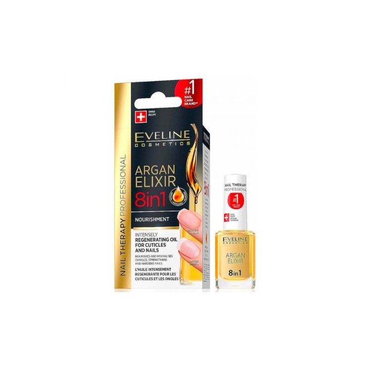 Eveline Professional Nail Therapy Argan Elixir 8in1 регенеруюча олія для кутикули та нігтів 12 мл