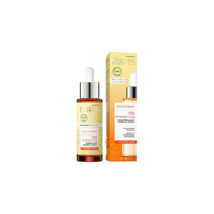 Eveline Serum Shot Освітлюючий засіб для обличчя, шиї та декольте 15% Вітамін C+Cg 30 мл