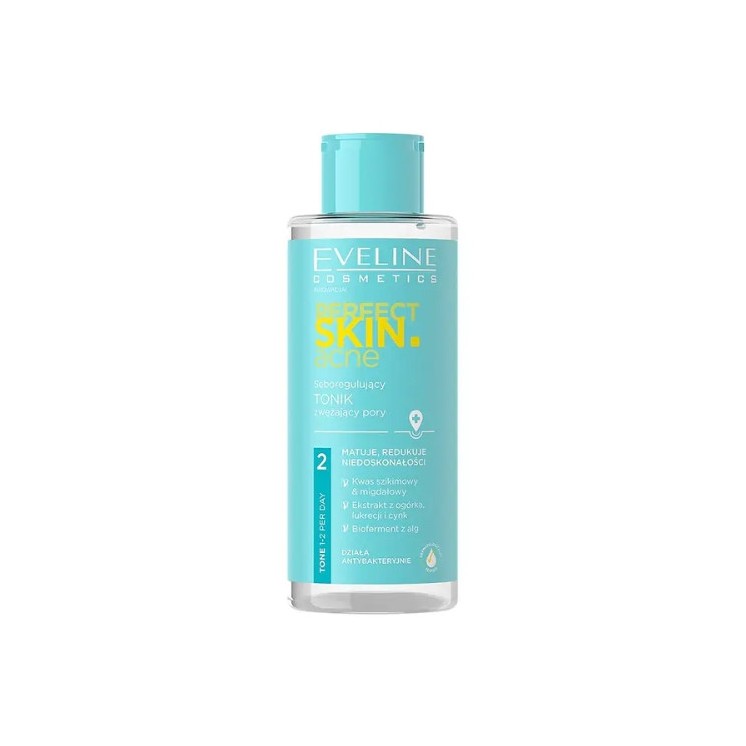 Eveline Perfect Skin Acne себуморегулюючий тонік для обличчя звужує пори 200 мл