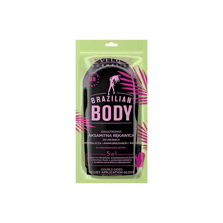 Eveline Brazilian Body , оксамит, двостороння Рукавичка для нанесення засобів на тіло 1 шт.