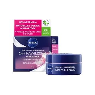 Nivea 24H Moisturizing Нічний крем для обличчя для сухої та чутливої шкіри 50 мл