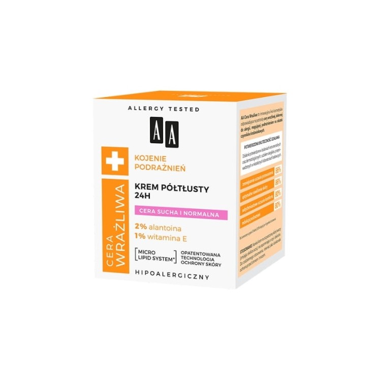 AA Sensitive Skin 24H semi-oily Face cream for dry and normal skin 50 ml