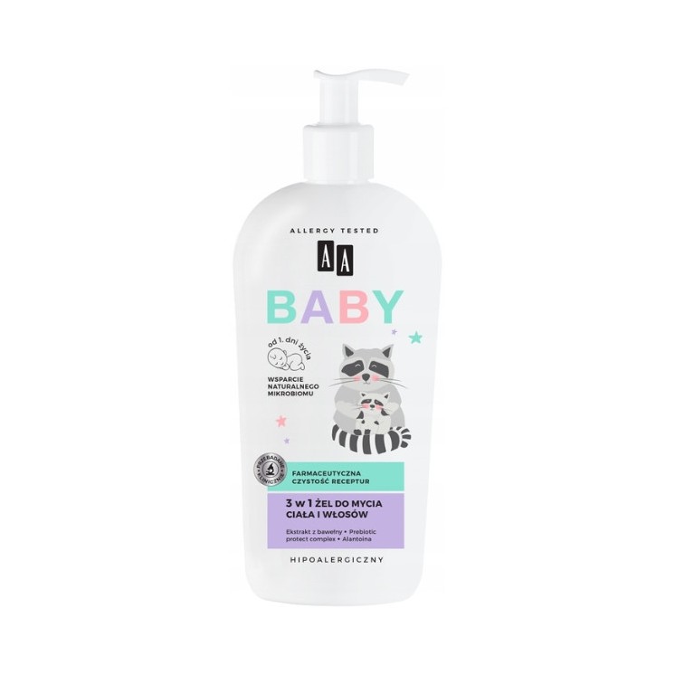 AA Baby 3in1 Wasgel voor lichaam en haar 400 ml