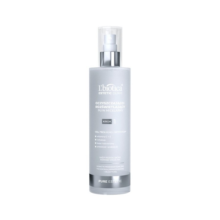 Очищаючий і освітлюючий міцелярний флюїд L'biotica Pure Estetic 200 мл