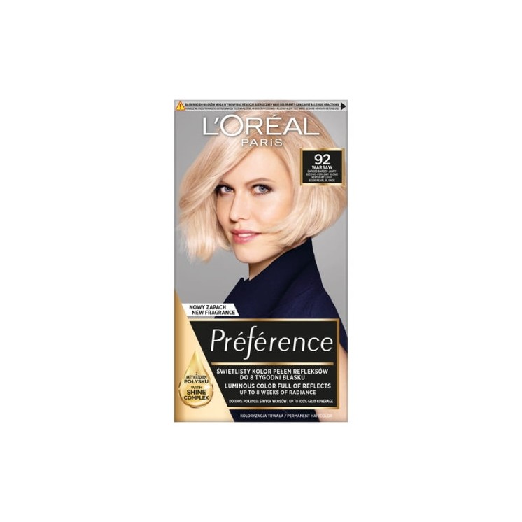 L'oreal Preference Hair dye /92/ Very Very Light Beige-pearl Blond