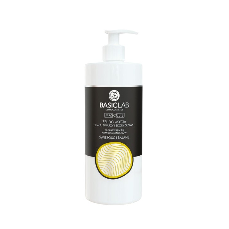 BasicLab Masculis Gel for washing the body, face and scalp Freshness and balance 500 ml