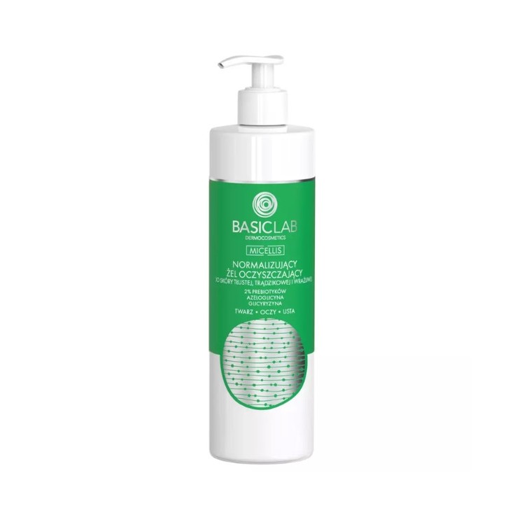 BasicLab Micellis Normaliserende Gezichtsreinigingsgel voor Vette, Acnegevoelige en Gevoelige Huid 300 ml